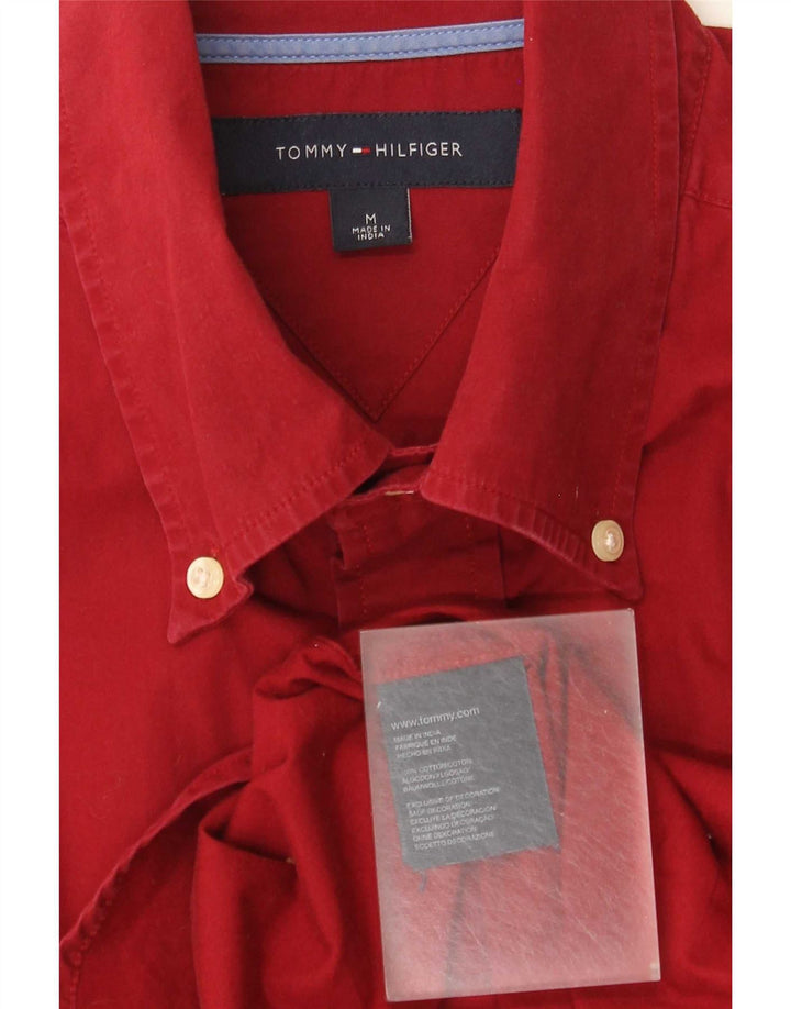 Tommy Hilfiger Kortærmet Herreskjorte Medium Rød Bomuld Klassisk