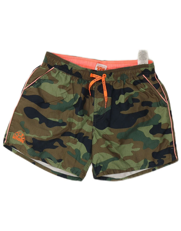 Sundek Boys Badeshorts 15-16 År Khaki Camouflage Polyester