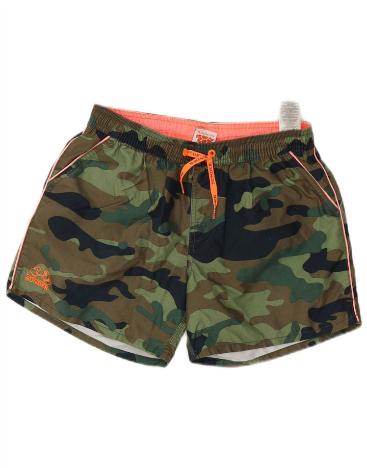 Sundek Boys Badeshorts 15-16 År Khaki Camouflage Polyester