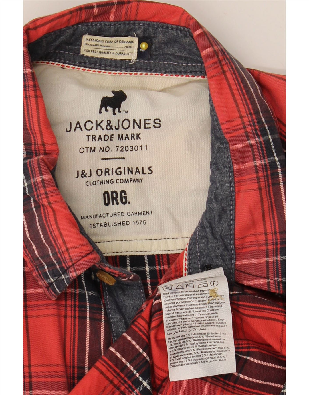 Jack & Jones kortærmet herreskjorte Medium rød ternet bomuld