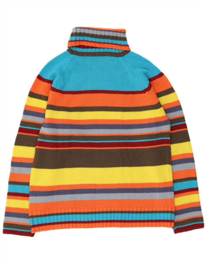 Vintage Dame Roll Neck Jumper Sweater UK 16 Stor Flerfarvet Stribet