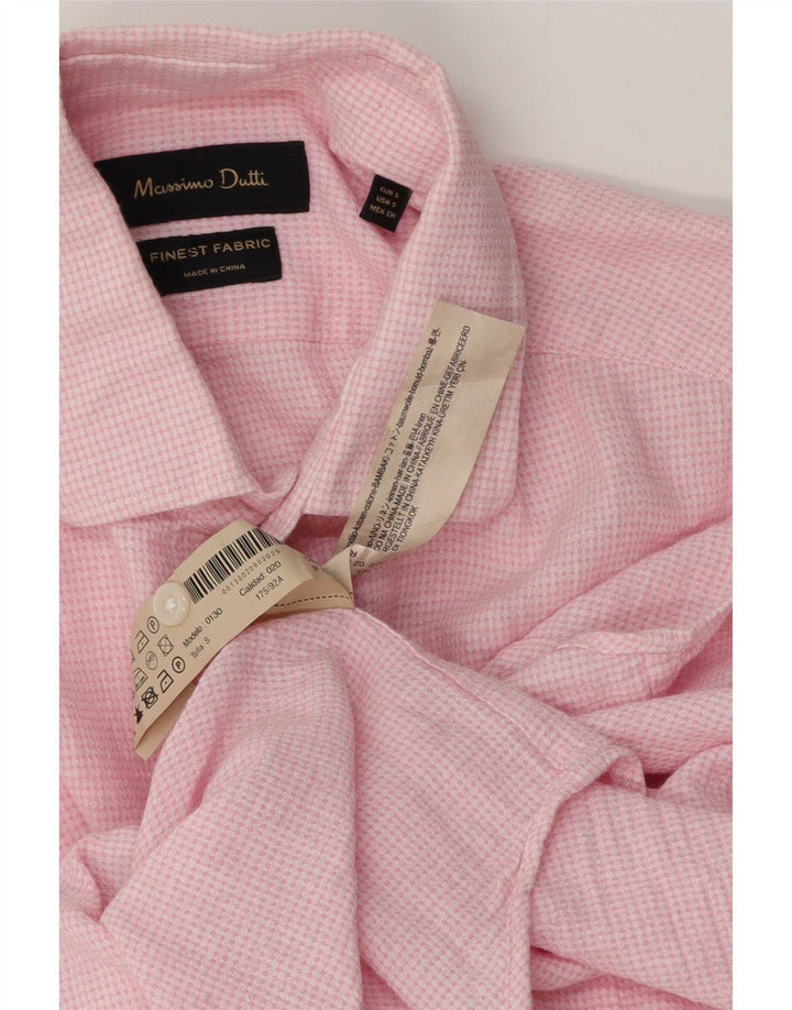 Massimo Dutti herreskjorte lille pink ternet bomuld