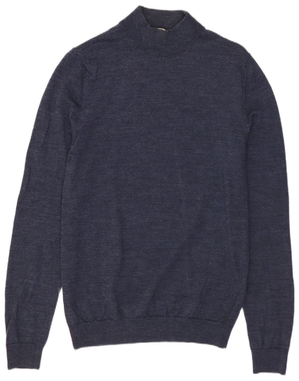 REISS Herre Turtle Neck Jumper Sweater Small Navy Blue Merino Wool
