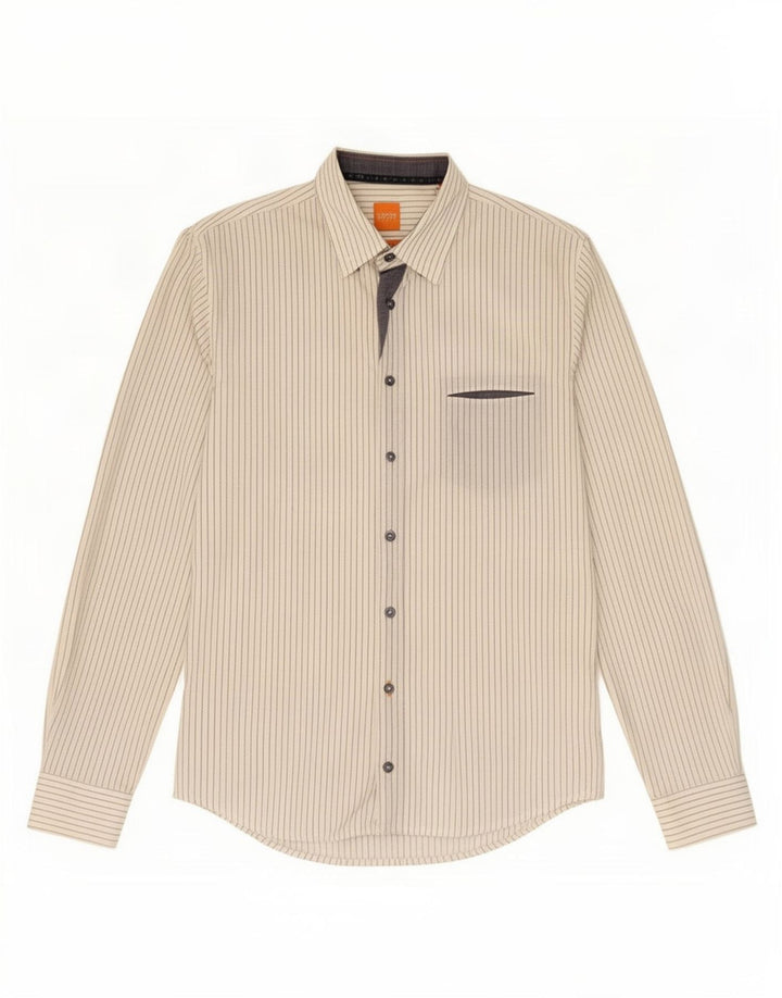 Hugo Boss Dame Slim Fit skjorte Medium White Pinstripe Bomuld