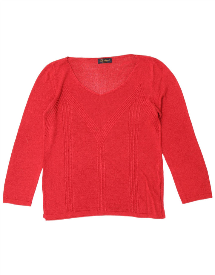 Luisa Spagnoli Dame Oversized V-hals sweater UK 10 Lille Rød