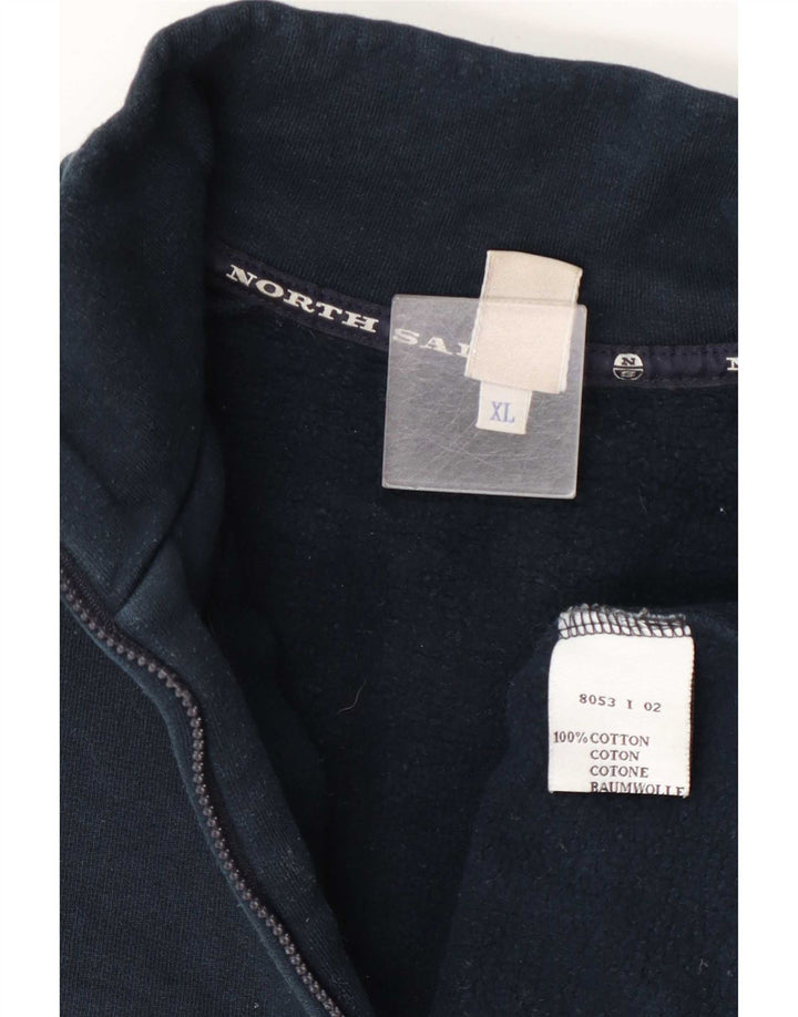 North Sails Herre Zip Neck Sweatshirt Jumper XL Navy Blue Bomuld