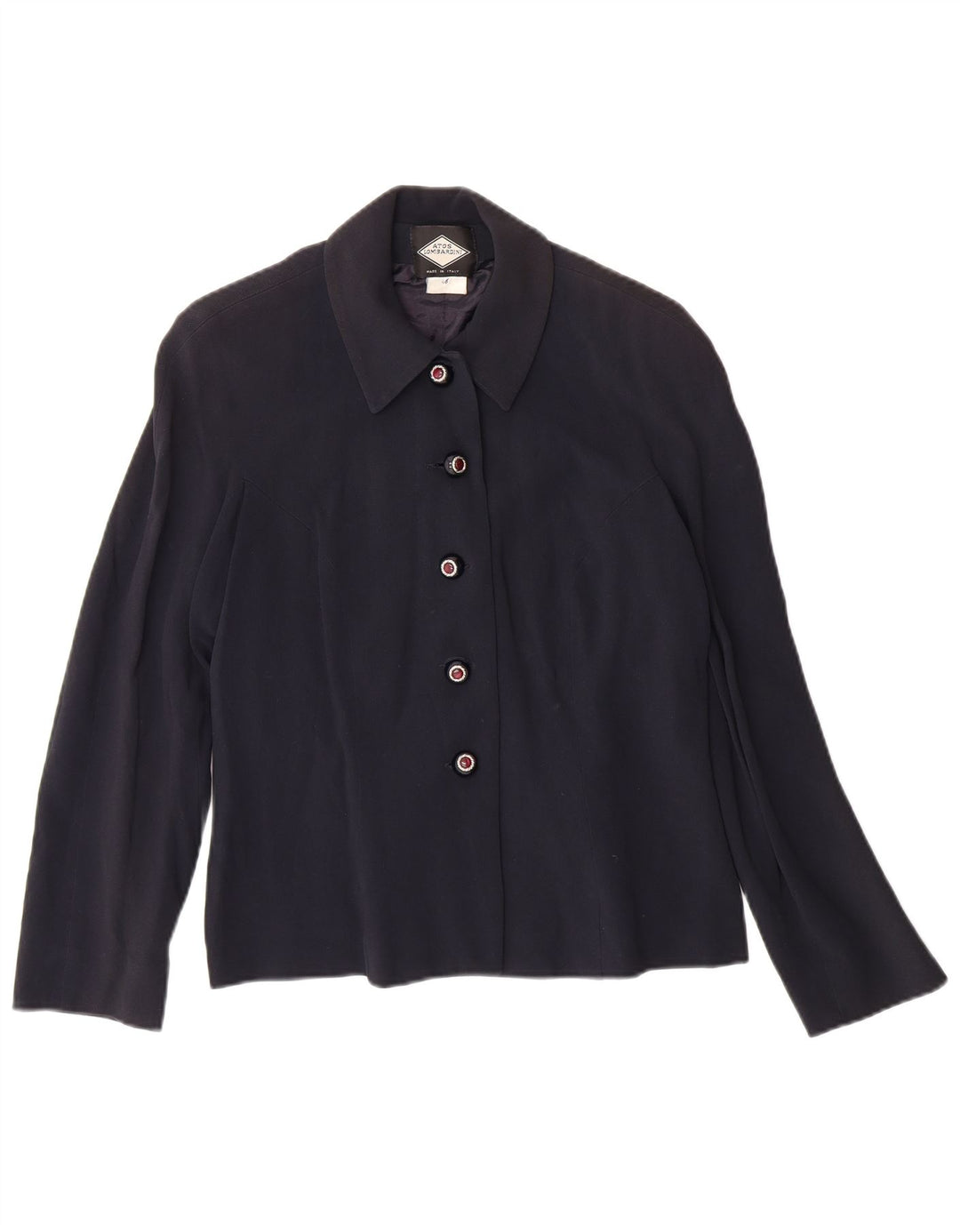 ATOS LOMBARDINI Womens 5 Button Blazer Jacket IT 46 Large Navy Blue