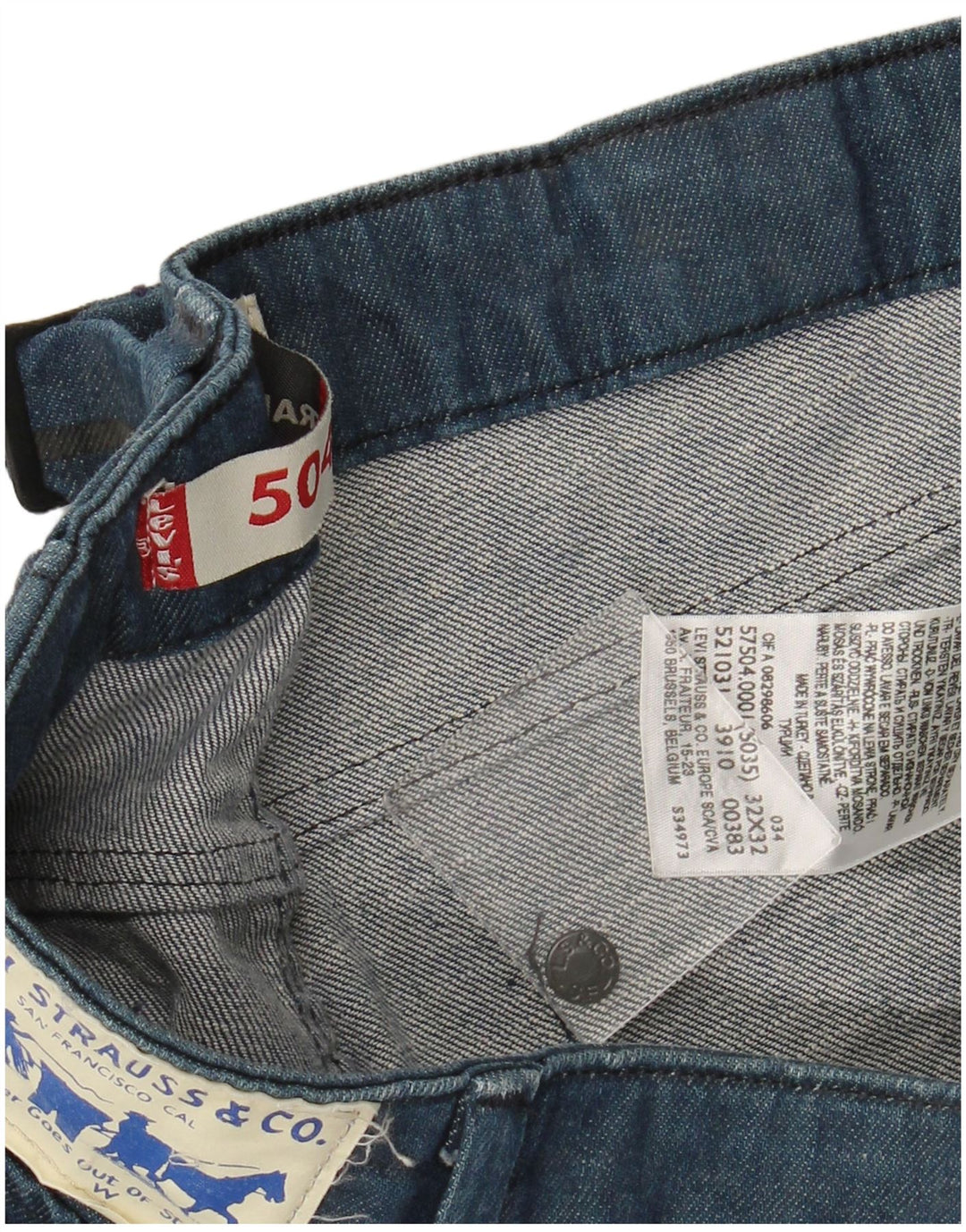 LEVI'S Herre 504 Straight Jeans W32 L32 Marineblå Bomuld