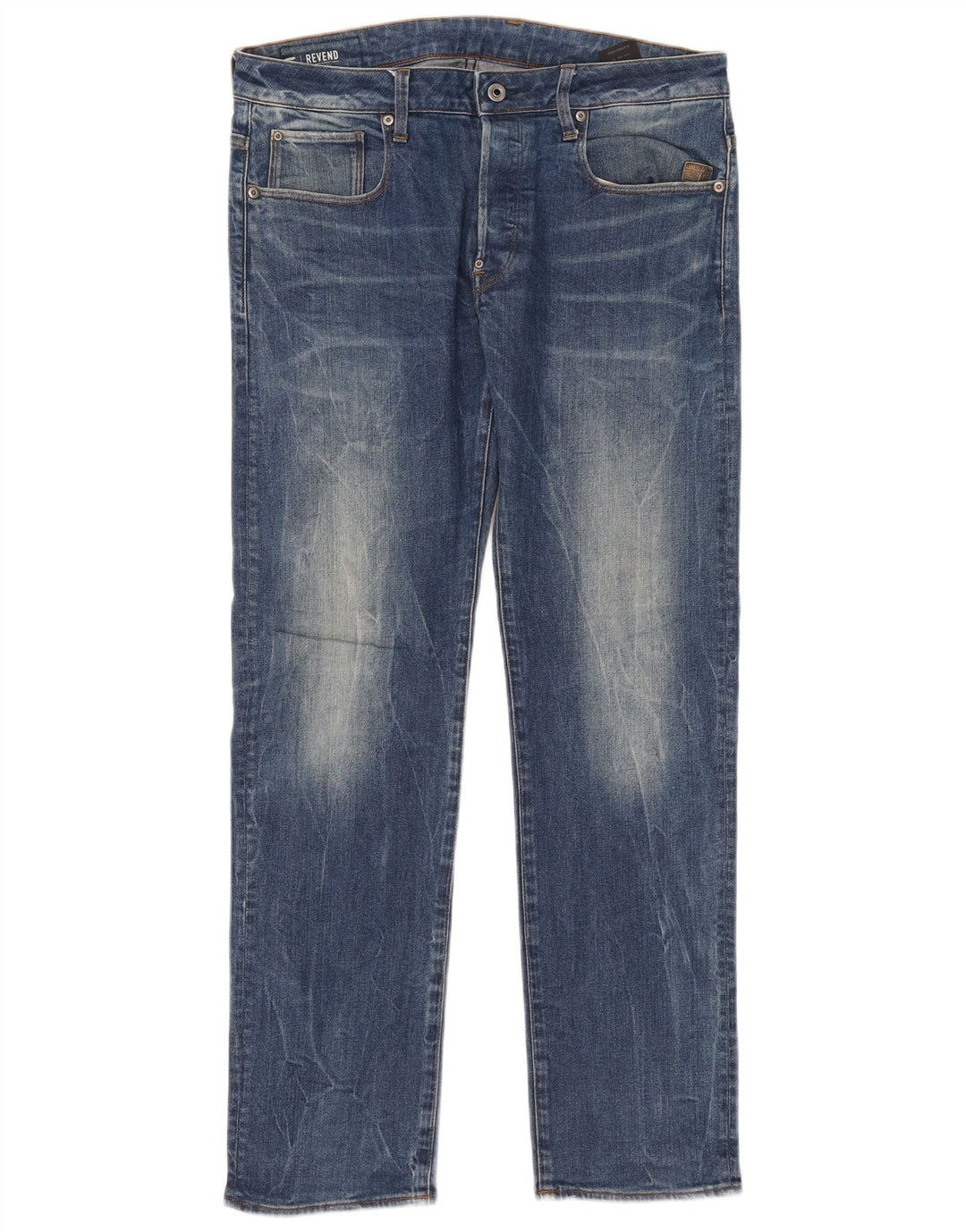 G-Star Herre Revend Straight Jeans W34 L32 Blå Bomuld