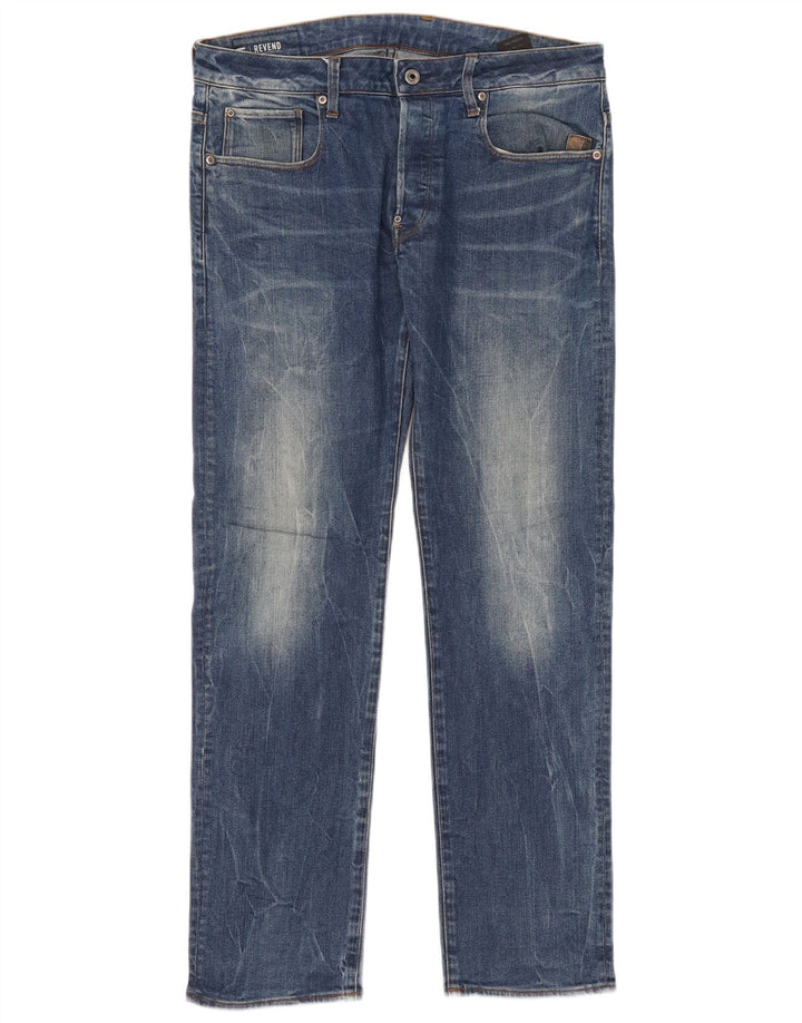 G-Star Herre Revend Straight Jeans W34 L32 Blå Bomuld