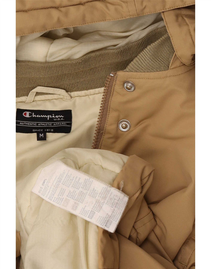 Champion Dame Hooded Windbreaker Jacket UK 14 Medium Beige Bomuld