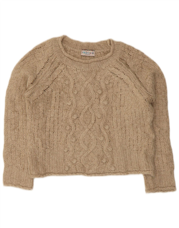 Marks & Spencer Dame Indigo Boat Neck Jumper Sweater UK 12 Medium Beige