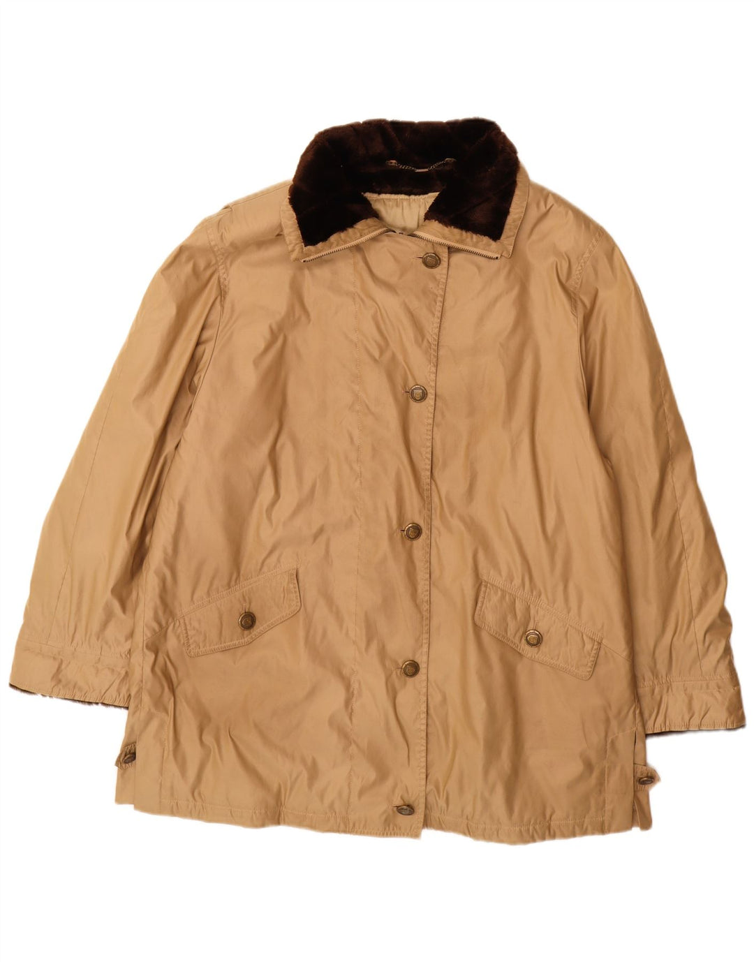 Delmod Dame Oversized Windbreaker Coat UK 18 XL Beige Polyester