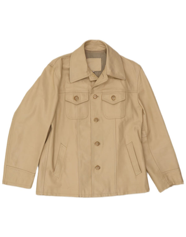 Vintage herre imiteret læderjakke UK 38 Medium Beige