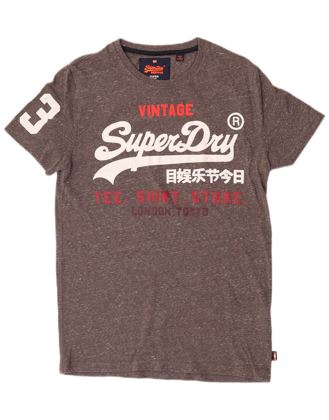 Superdry grafisk t-shirt til mænd, mellemgrå flækket bomuld