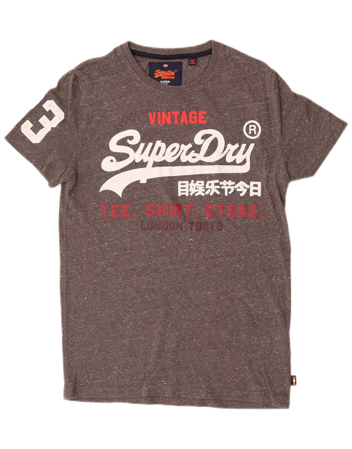 Superdry grafisk t-shirt til mænd, mellemgrå flækket bomuld