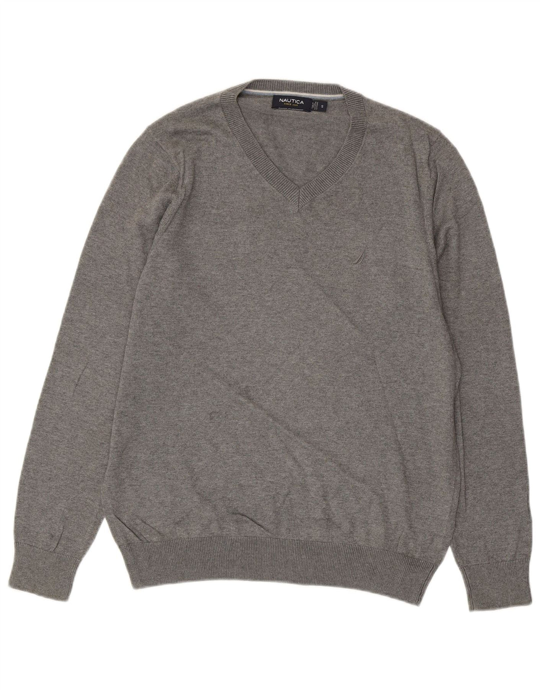 NAUTICA Herre V-hals sweater lille grå bomuld