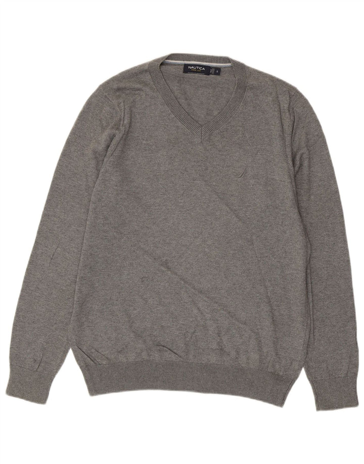 NAUTICA Herre V-hals sweater lille grå bomuld