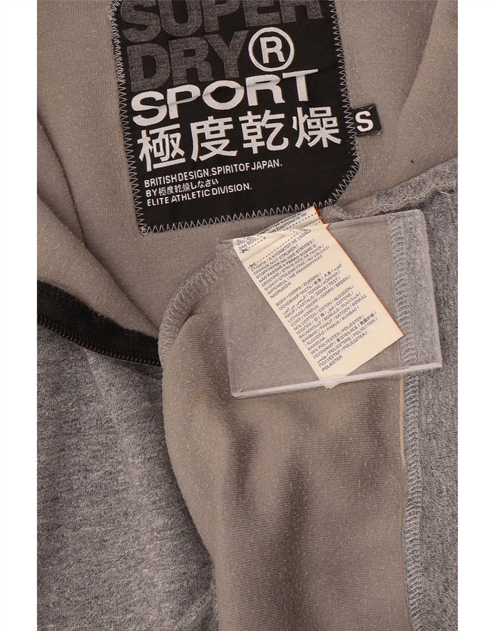 SUPERDRY Dame grafisk lynlås hættetrøje sweater UK 10 lille grå