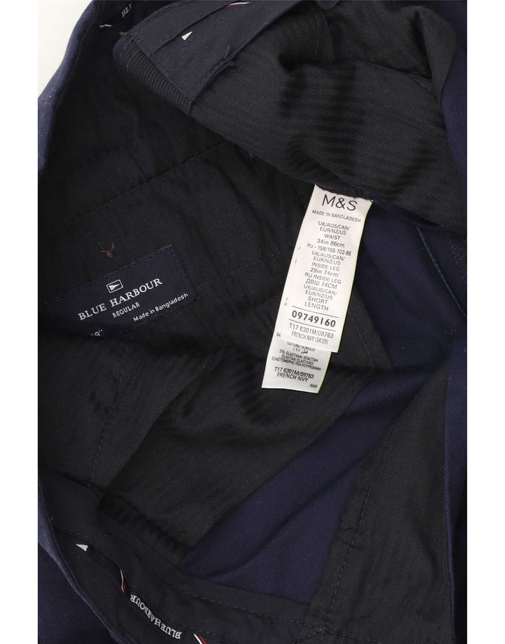 Marks & Spencer Herre Blue Harbor Regular Chino Bukser W34 L29 Navy Blue