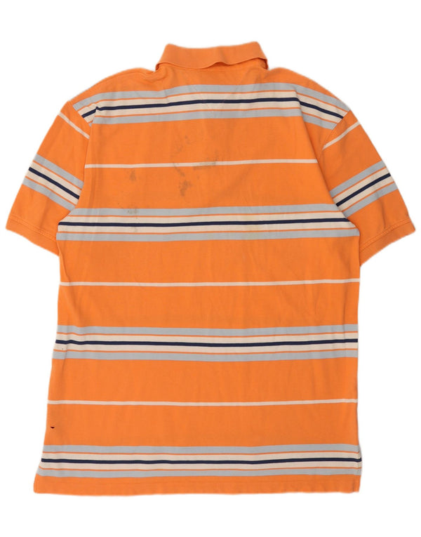 Tommy Hilfiger herre poloshirt XL orange stribet bomuld