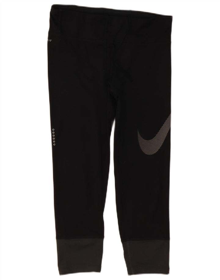 NIKE Womens Graphic Capri Leggings UK 12 Medium  Black Polyester