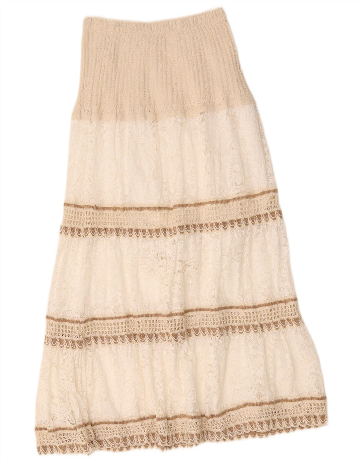 Vintage dame Maxi Tiered nederdel W26 Lille hvid stribet
