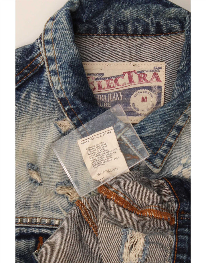 Vintage Herre Distressed Denim Jacket UK 38 Medium Blue Cotton