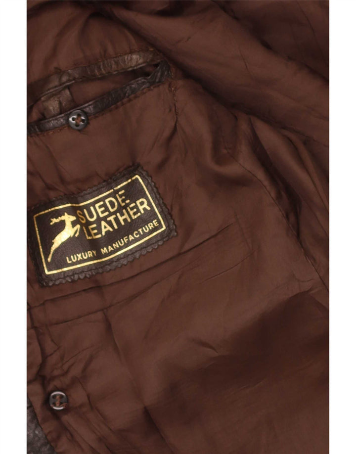 Vintage herre dobbeltradet læderfrakke UK 36 Small Brown