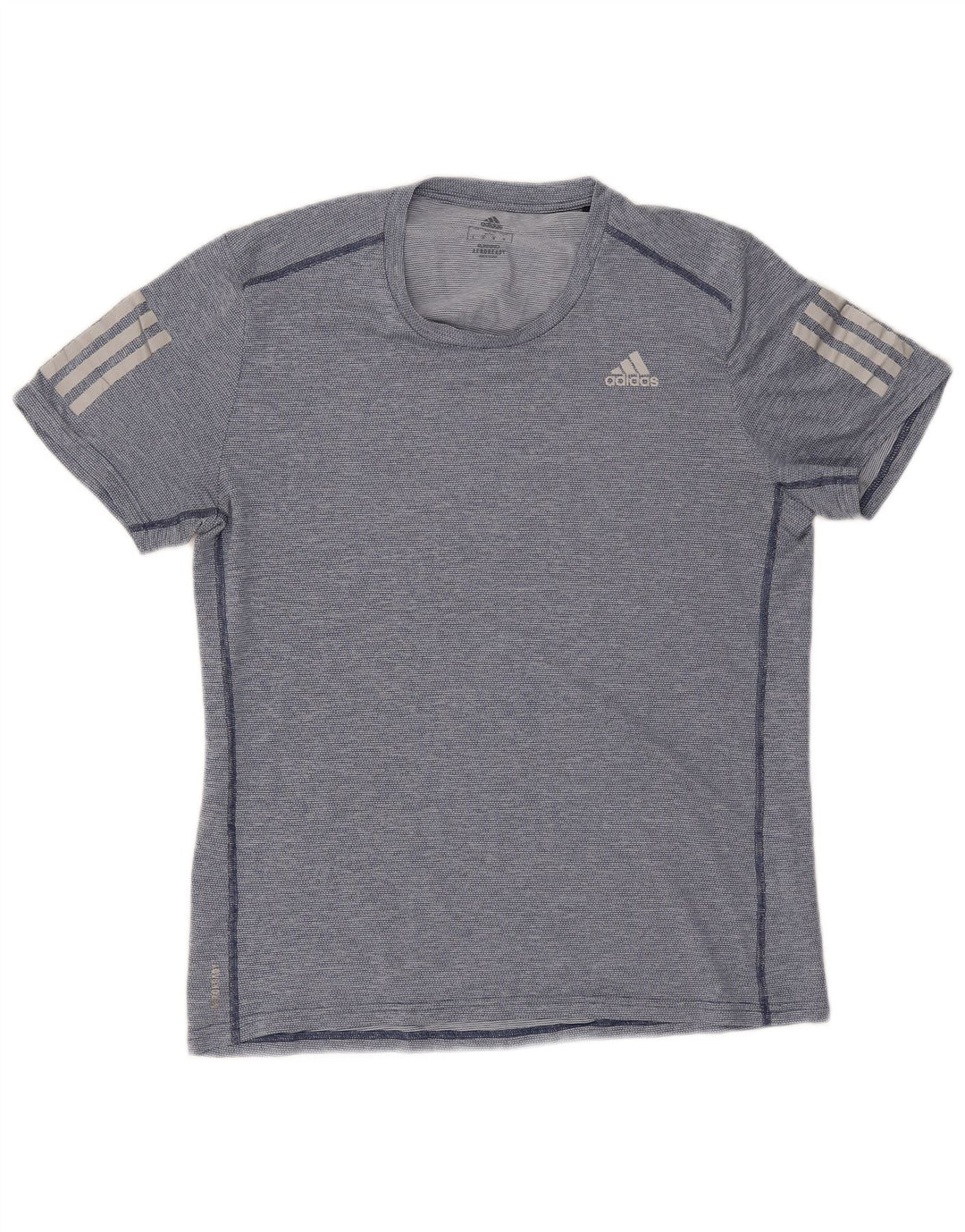 Adidas Herre Aeroready T-Shirt Top Medium Marineblå Stribet Polyester
