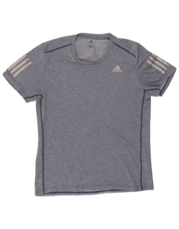 Adidas Herre Aeroready T-Shirt Top Medium Marineblå Stribet Polyester