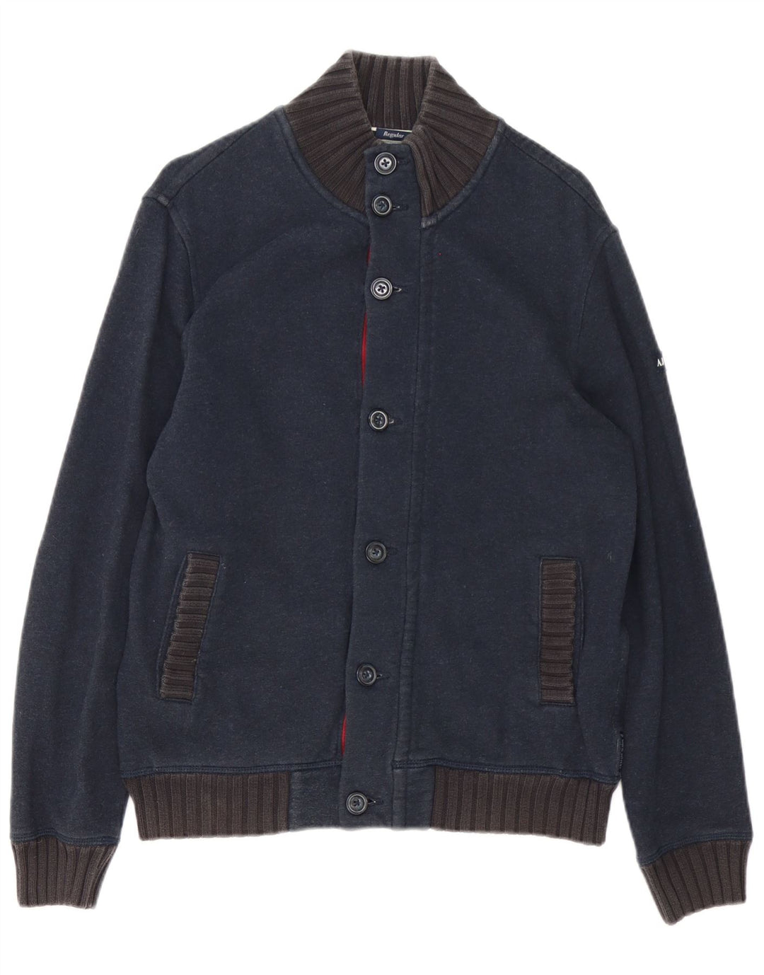 Armani Jeans Herre Cardigan Sweater Stor Marineblå Bomuld