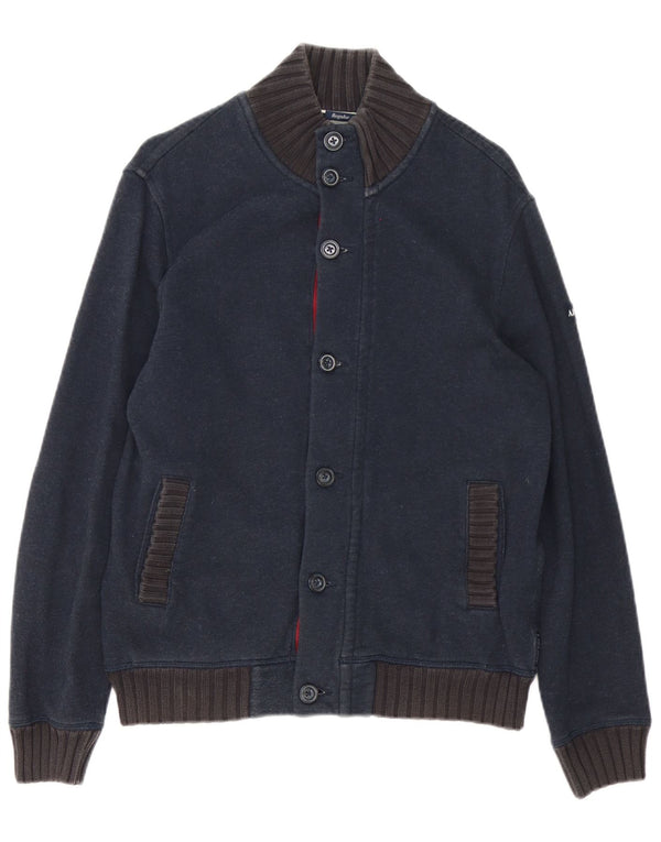 Armani Jeans Herre Cardigan Sweater Stor Marineblå Bomuld