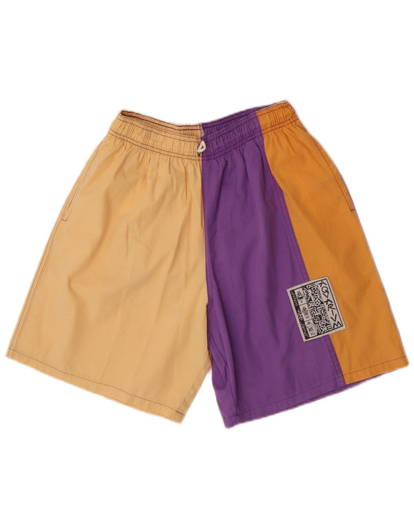 Aquarium Herre grafiske sportsshorts UK 42 Large Purple Colourblock Bomuld