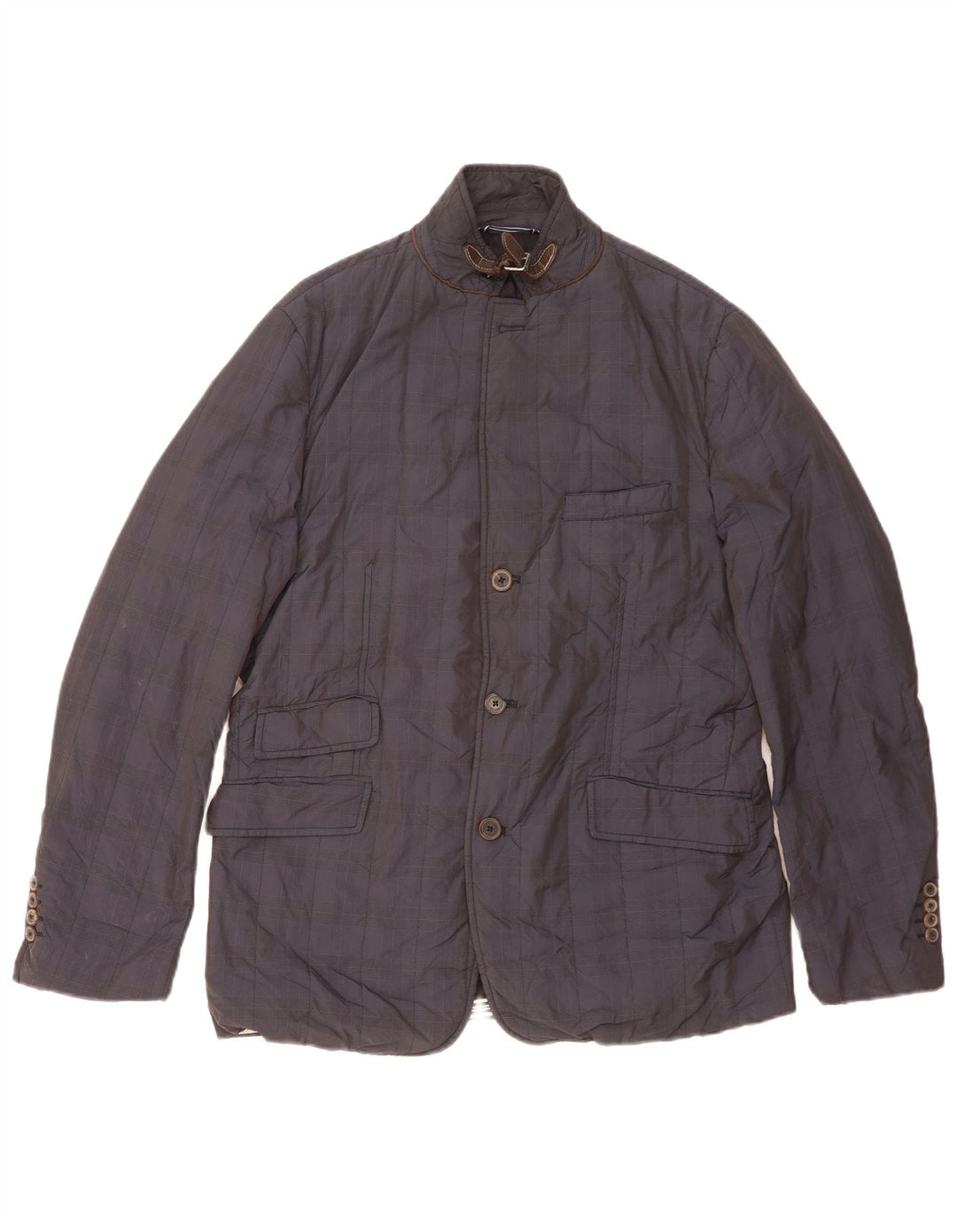 Massimo Dutti Herre Utility Jacket UK 40 Large Navy Blue Check Acetate