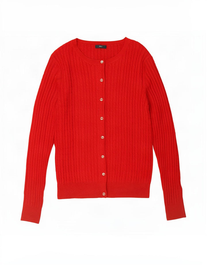 M&Co Dame Cardigan Sweater UK 14 Medium Rød Akryl