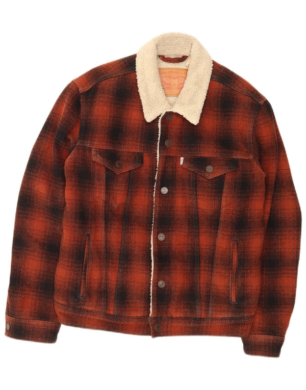 Levi's Sherpajakke til mænd UK 38 Medium rød ternet polyester