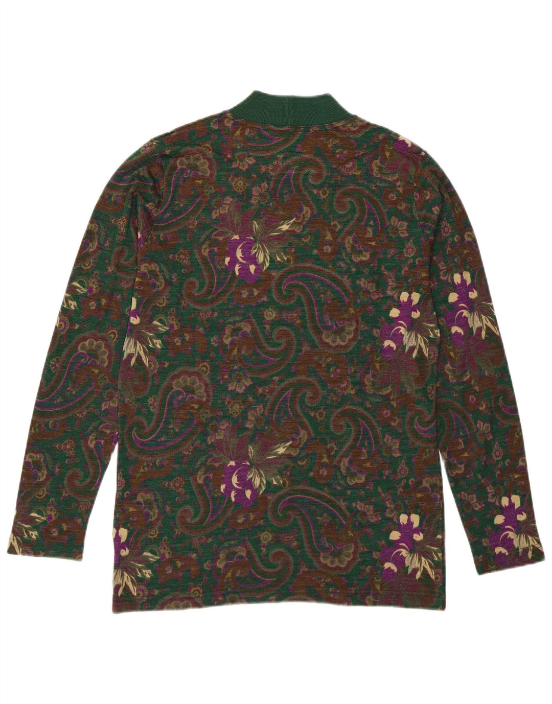Andrea Mare Dame Turtle Neck Jumper Sweater UK 14 Medium Green Paisley