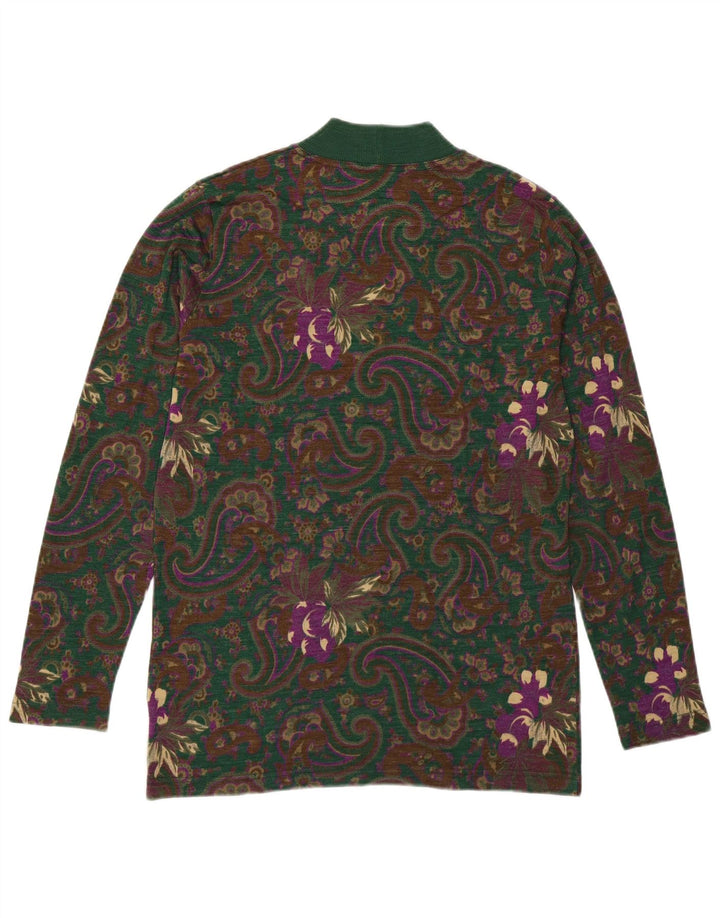 Andrea Mare Dame Turtle Neck Jumper Sweater UK 14 Medium Green Paisley