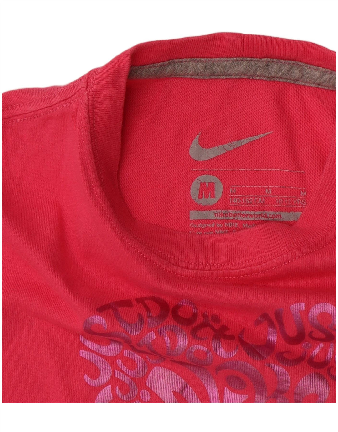 NIKE Girls Graphic T-Shirt Top 10-11 Years Medium Pink