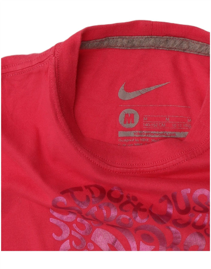 NIKE Girls Graphic T-Shirt Top 10-11 Years Medium Pink