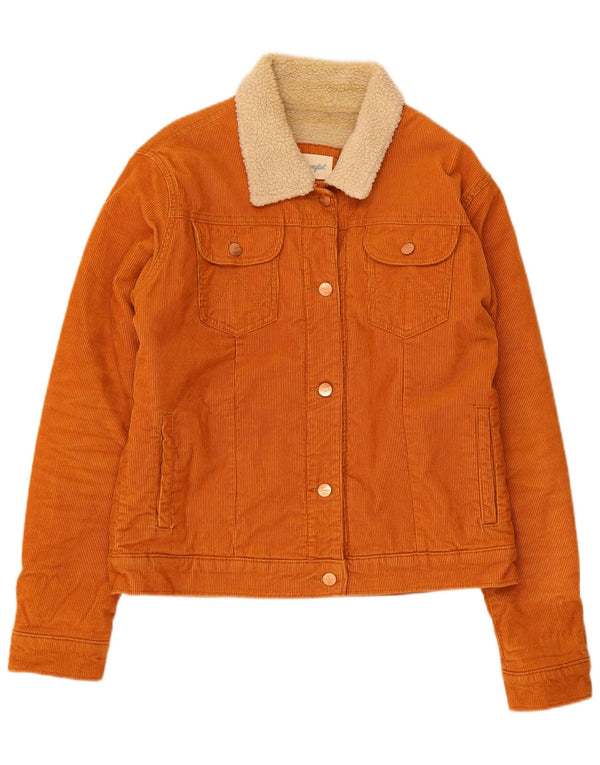 Wrangler Dame Sherpa Corduroy-jakke UK 14 Stor Orange Bomuld