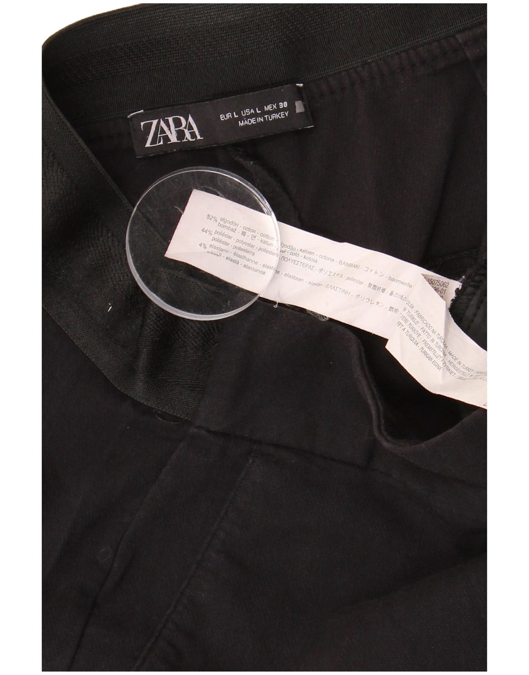 Zara Dame Slim Chino Bukser Large W32 L27 Sort Bomuld