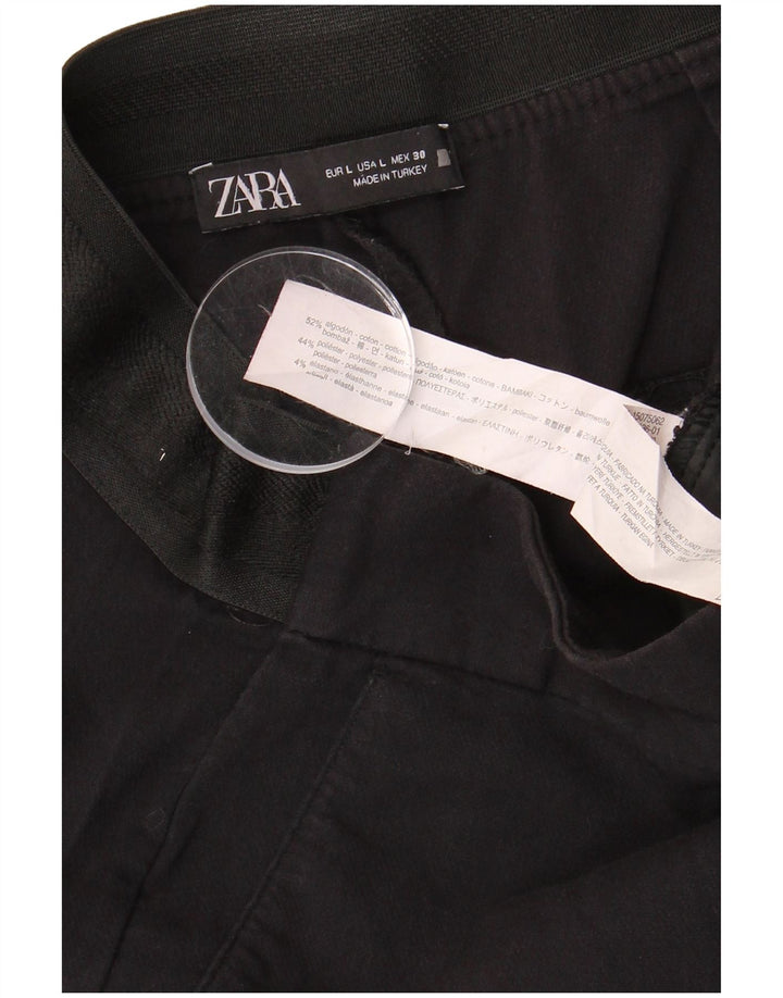 Zara Dame Slim Chino Bukser Large W32 L27 Sort Bomuld