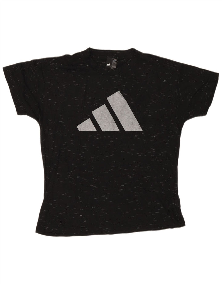 Adidas Dame Grafisk T-Shirt Top UK 14 Stor sort Flecked Polyester