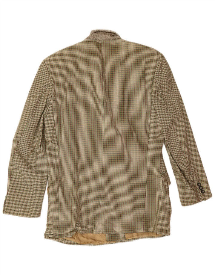Pierre Laffitte Herre Longline Blazer Jacket UK 38 Medium Green Houndstooth