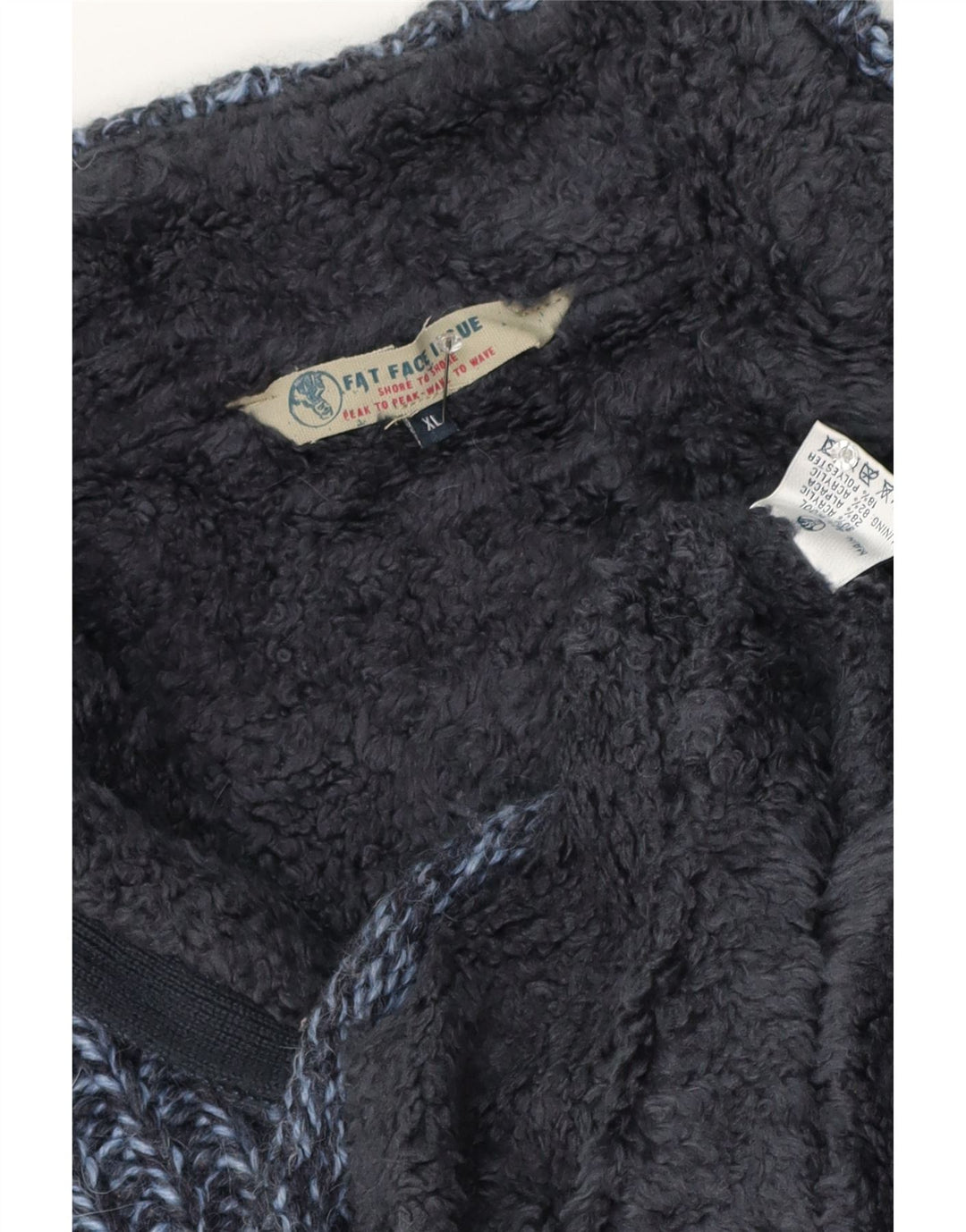 Fat Face Herre Zip Neck Jumper Sweater XL Navy Blue Flecked Wool