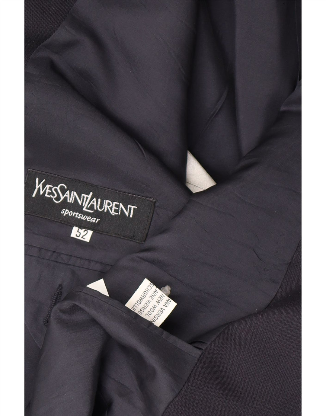 Yves Saint Laurent Herre 2-knaps blazerjakke IT 52 XL Marineblå Ny uld