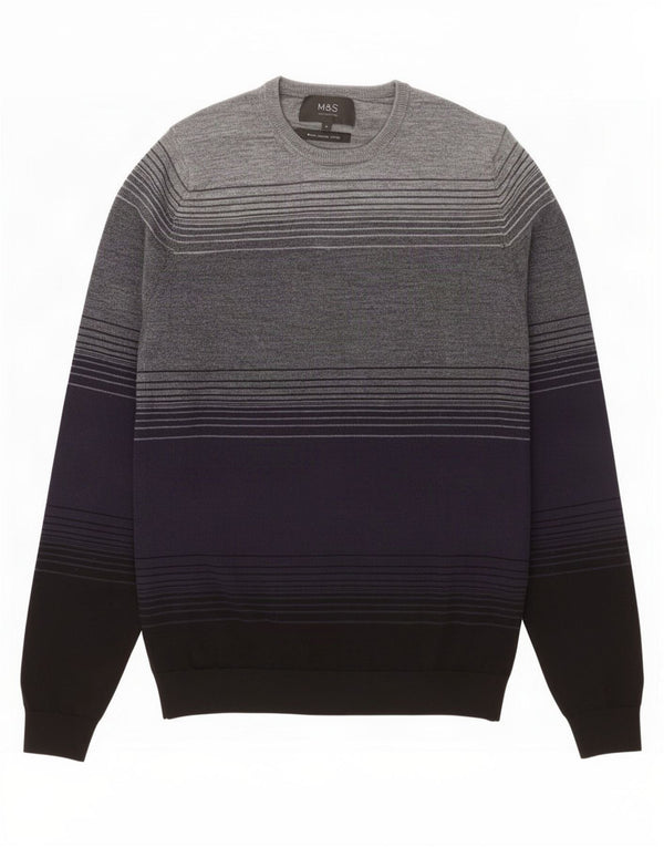 Marks & Spencer Herre sweater med rund hals, medium marineblå farveblok