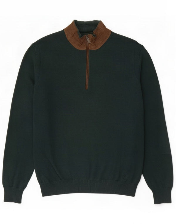 Massimo Dutti Sweater med lynlås til mænd Large Green Cotton